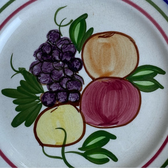 Vintage Blue Ridge Southern Pottery Luncheon Plate Fruit 8” Set Of 2 Rings USA - Picture 15 of 16